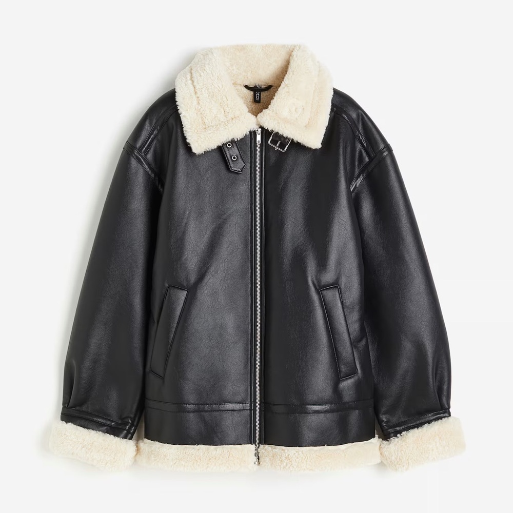 Oversized Sherpa Lined Leather Jacket
